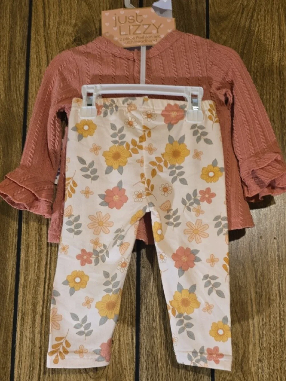 Dusty Pink Bow-Front Top & Floral Leggings Set